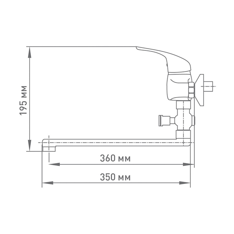 Смеситель для ванны Mix&Fix Jota 4407-03 с аксессуарами, L- излив 350мм