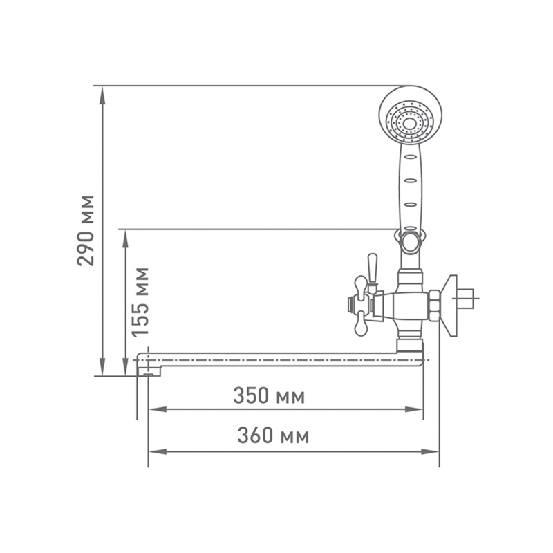 Смеситель для ванны Mix&Fix Soffron 7401-01 с аксессуарами, L- излив 350мм