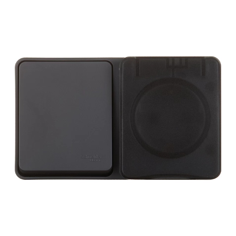 Блок БКВР с/у Atlasdesign Profi ATN544070, 1 клавиша + 1 гнездо с/з, з/ш и крышкой, IP54, антрацит