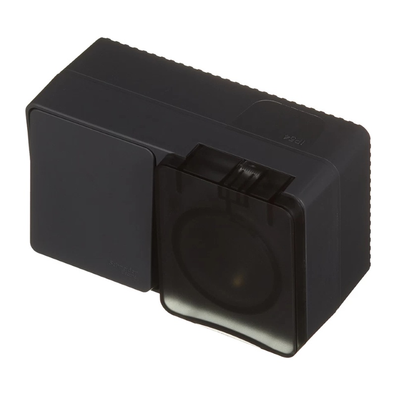 Блок БКВР с/у Atlasdesign Profi ATN544070, 1 клавиша + 1 гнездо с/з, з/ш и крышкой, IP54, антрацит