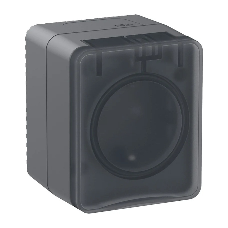 Розетка о/у Atlasdesign Profi ATN544045, 1 гнездо, с/з, з/ш и крышкой, IP54, антрацит