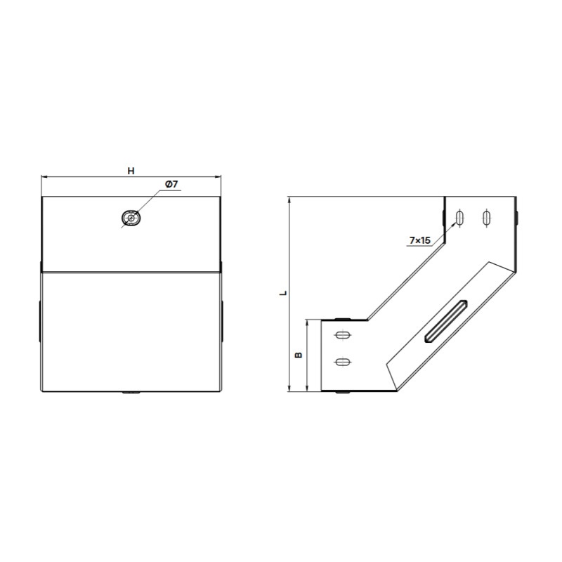Угол замковый горизонт.90 градусов EKF с крышкой для лотка 50х50 мм