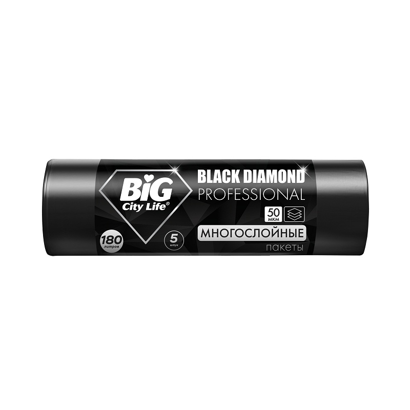 Мешки для мусора Big City Black Diamond многослойные, 180 л (5 шт)