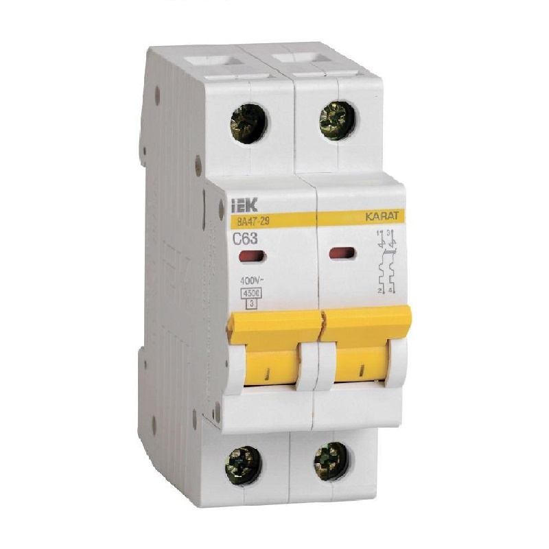 Автоматический выключатель IEK Karat ВА 47-29 4,5кА, С 63А, 2П, MVA20-2-063-C