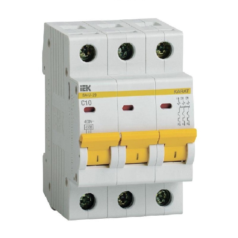 Автоматический выключатель IEK Karat ВА 47-29 4,5кА, С 10А, 3П, MVA20-3-010-C