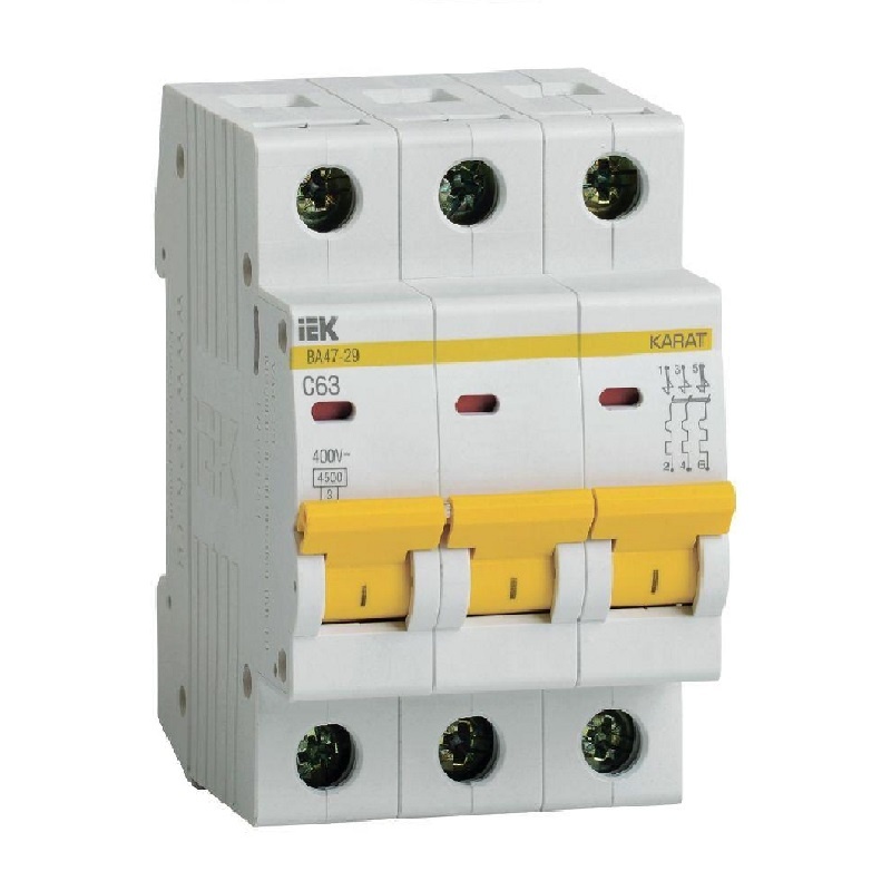 Автоматический выключатель IEK Karat ВА 47-29 4,5кА, С 63А, 3П, MVA20-3-063-C