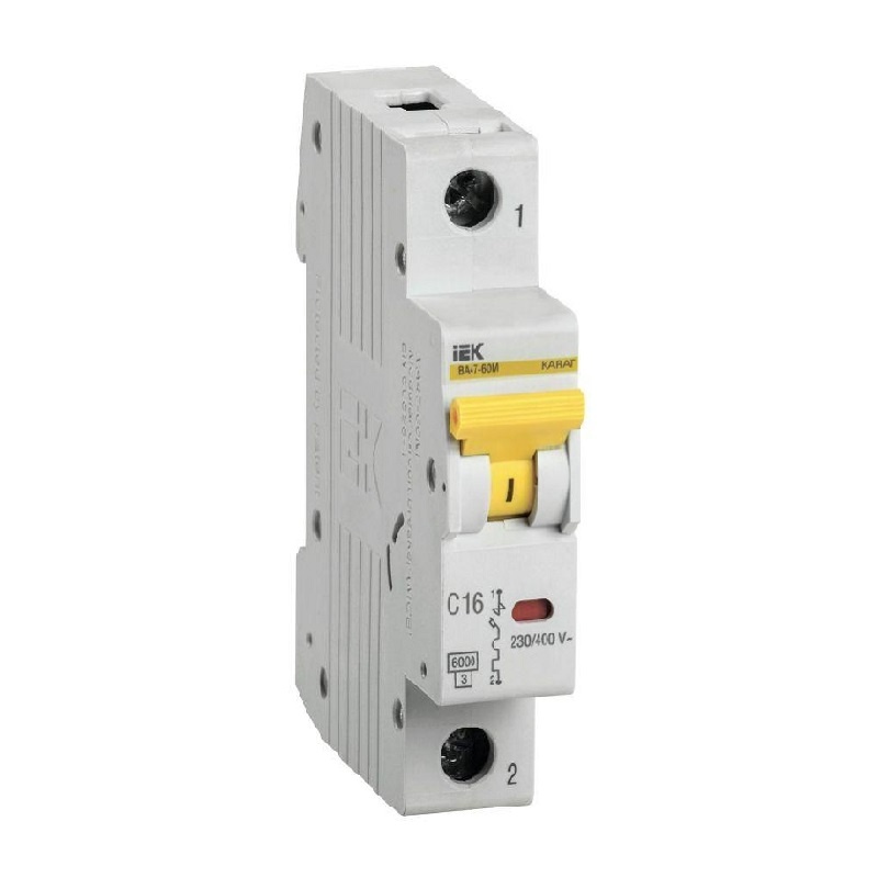 Автоматический выключатель IEK Karat ВА 47-60М 6кА, С 16А, 1П, MVA31-1-016-C