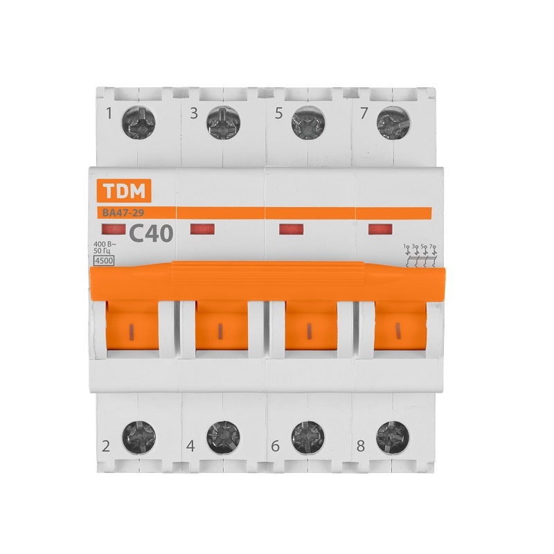 Выключатель автоматический TDM ВА 47-29, 4,5кА, С 40А, 4П