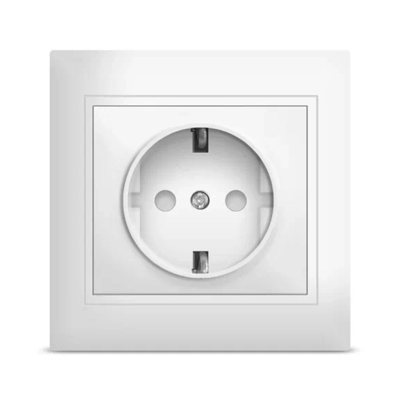 Розетка в сборе с/у Севиль  С0049, 1 гнездо, с/з, з/ш, белая