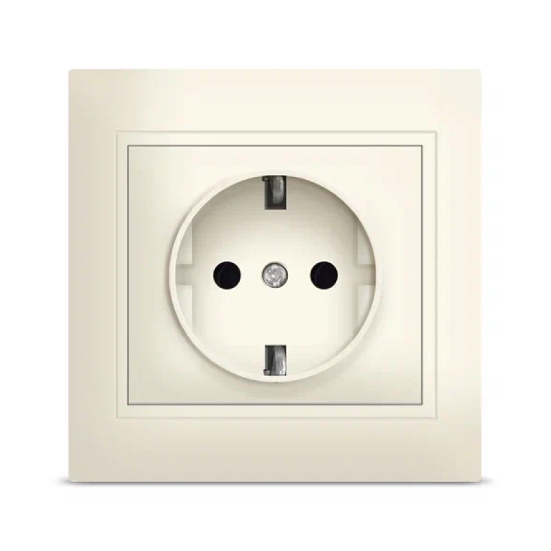 Розетка в сборе с/у Севиль Б-С0028, 1 гнездо, с/з, слоновая кость