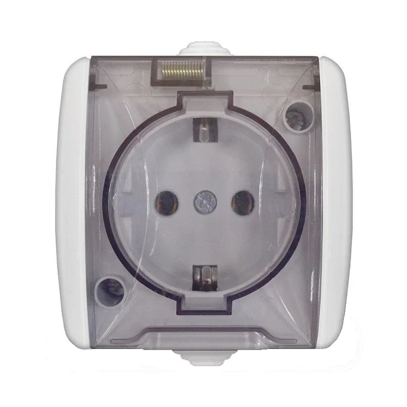 Розетка о/у Клио К2229, 1 гнездо, с/з и крышкой, 16А, белая