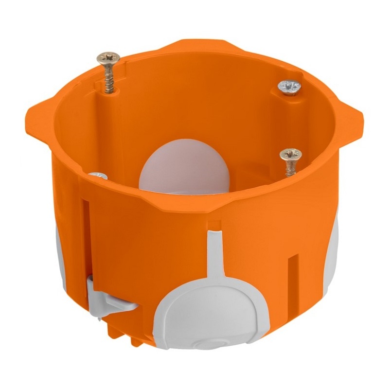 Коробка установочная 2-х компон. с/у универс. d=68мм, h=50мм, б/перех, пл.лапки, саморезы, IP30