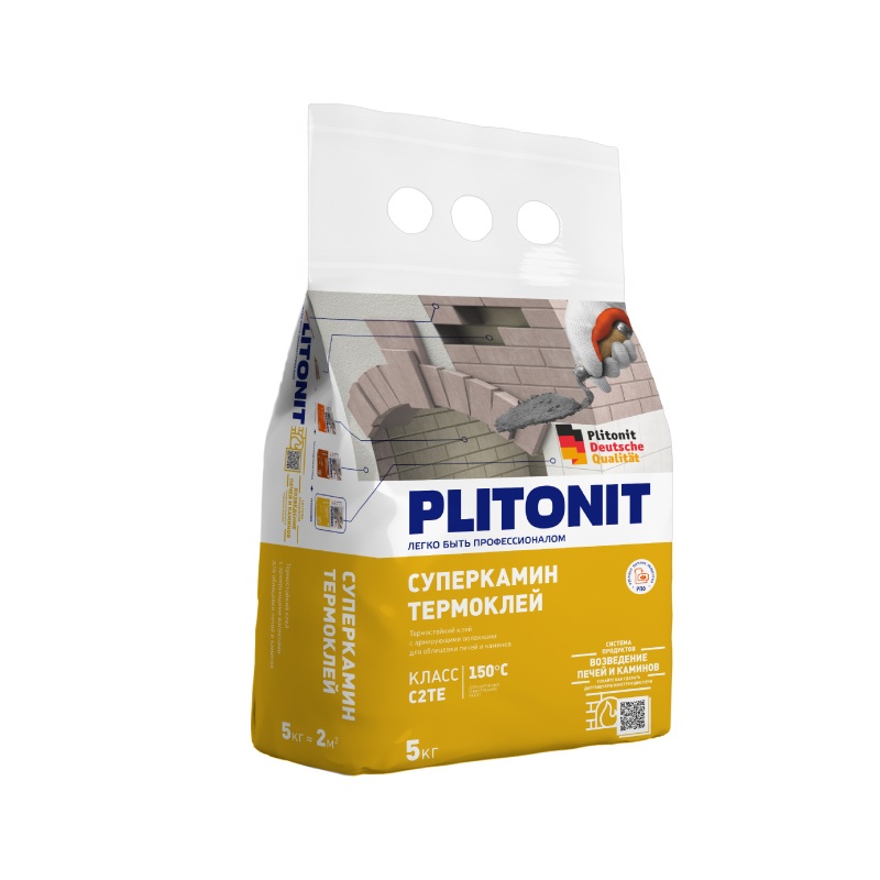 Термоклей Plitonit СуперКамин для облицовки печей и каминов, 5 кг .
