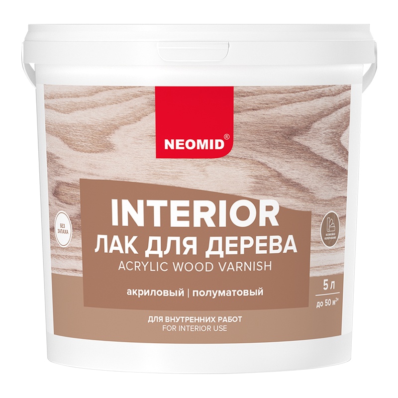 Лак для древесины Neomid Interior акриловый (5 л)
