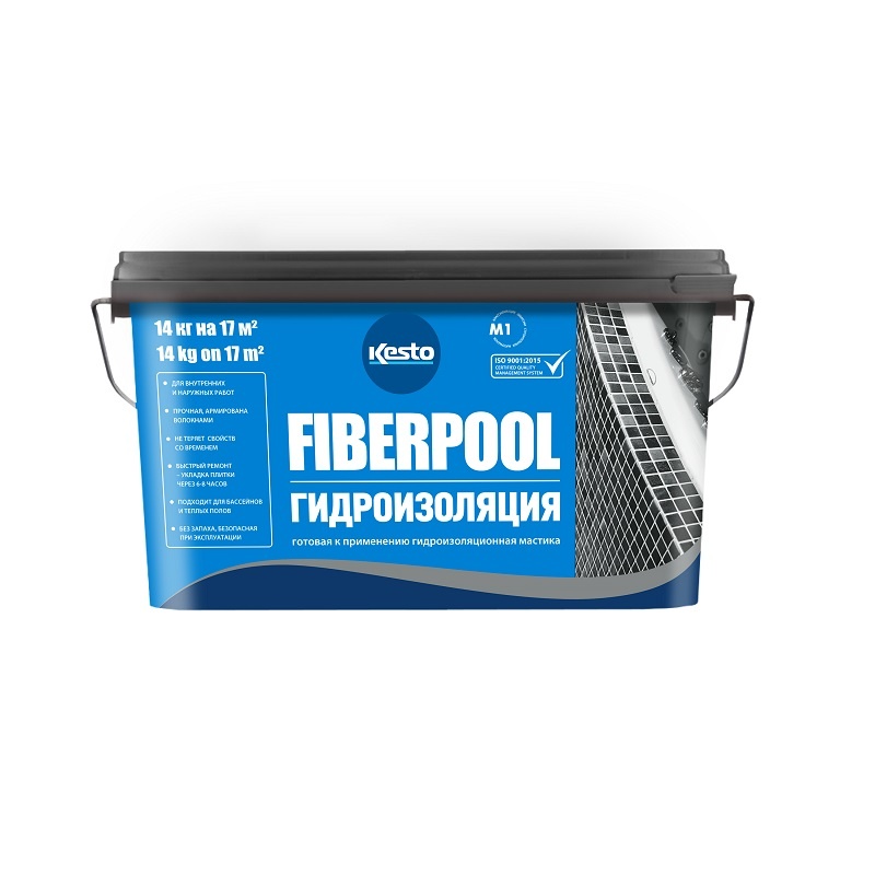 Мастика гидроизоляционная Kesto FIBERPOOL,10 л