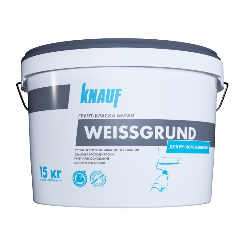Грунт-краска Knauf Weissgrund, высокоукрывистая, фактурная (15 кг)