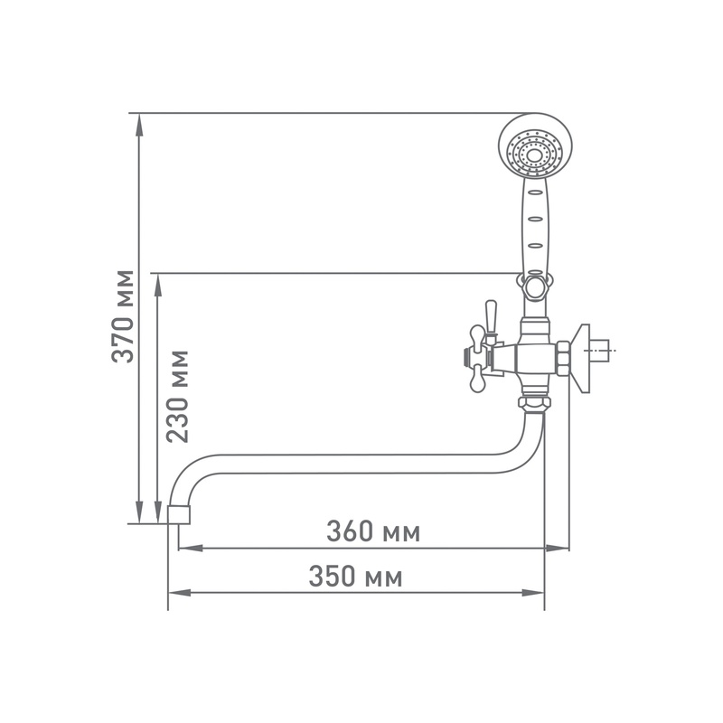 Смеситель для ванны Mix&Fix Soffron 7401-04 с аксессуарами, S- излив 350мм