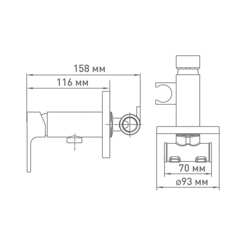 Гигиенический душ Mix&Fix Tau 3209 со смесителем, встраиваемый