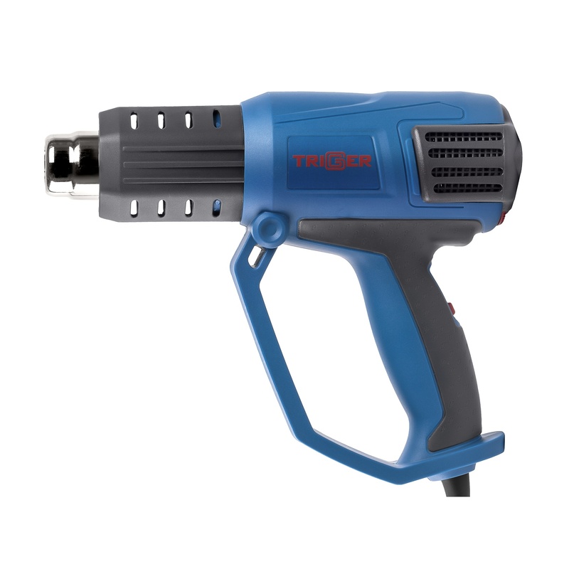 Фен строительный сетевой Trigger 20062, 2 кВт 50-650°, ЖК дисплей 4 насадки, L кабеля=3 м, кейс