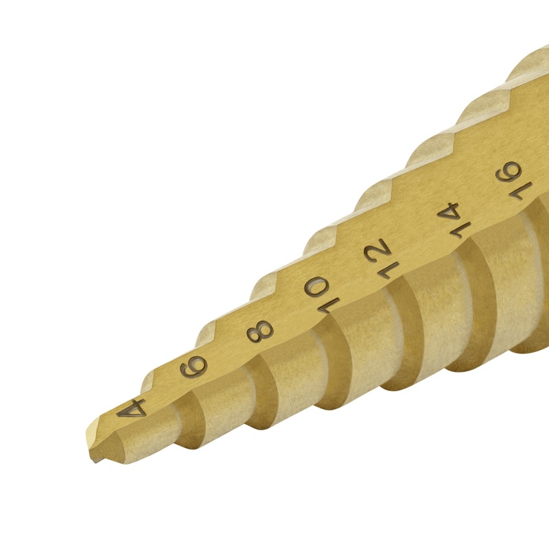 Сверло ступенчатое по металу Trigger 74344 Р6М5 TIN d 4-20 мм