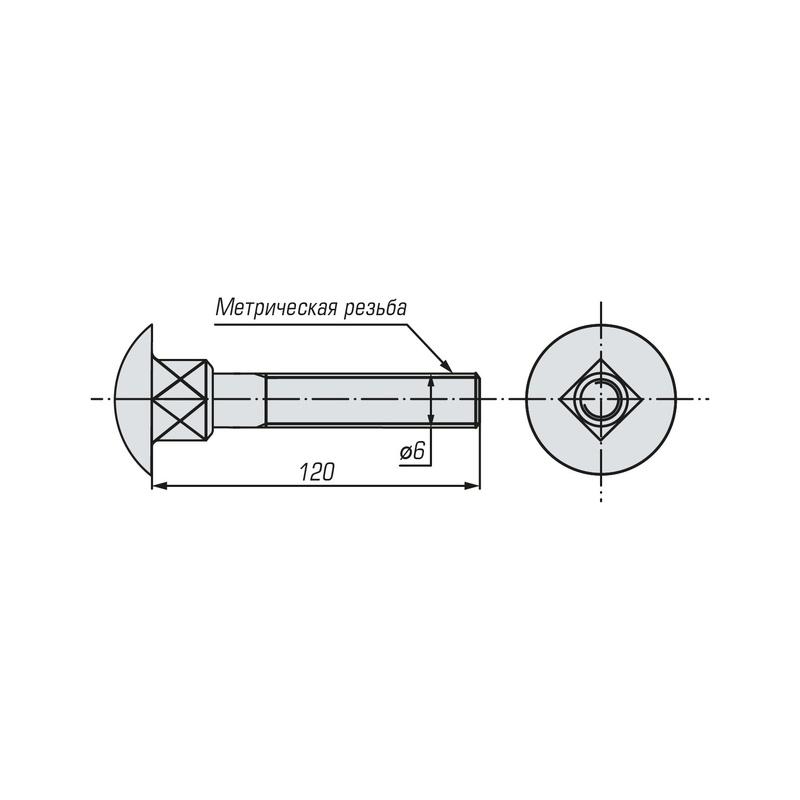 Болт мебельный SWFS DIN603 М6х120 (1000 шт)