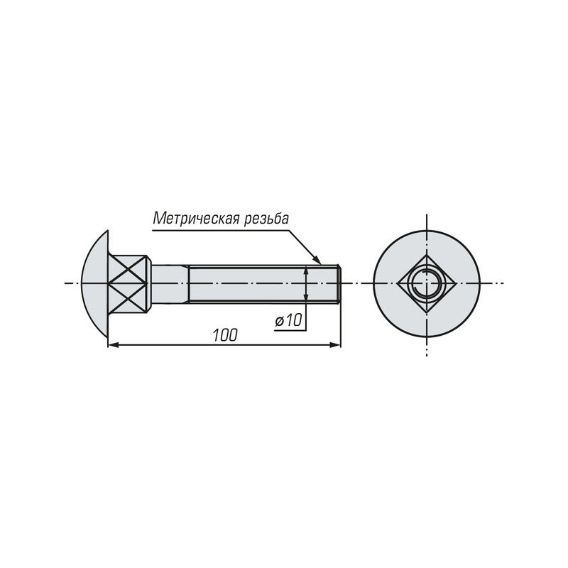 Болт мебельный SWFS DIN603 М10х100 (25 шт)