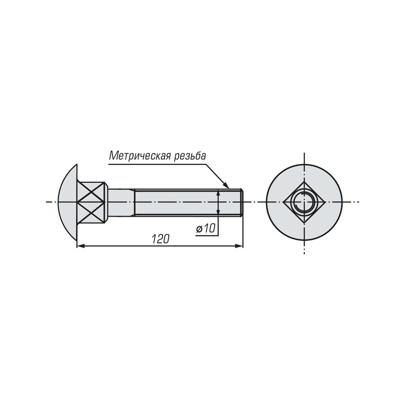 Болт мебельный SWFS DIN603 М10х120 (25 шт)