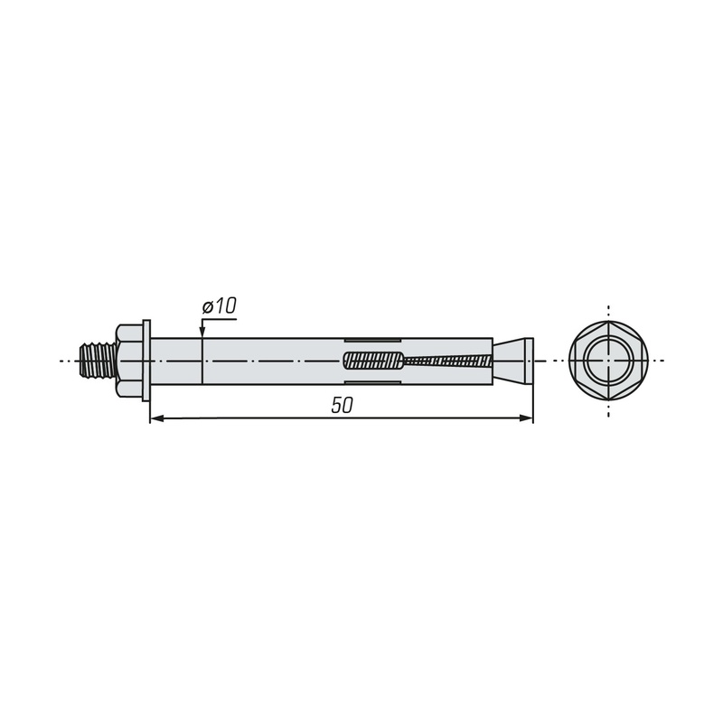 Болт анкерный с гайкой SWFS 10х50 (80 шт)