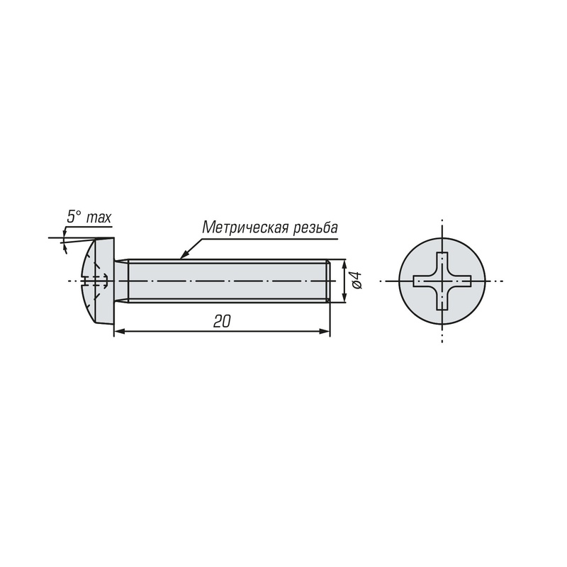 Винт SWFS DIN7985 М4х20 (14 шт) пакетик