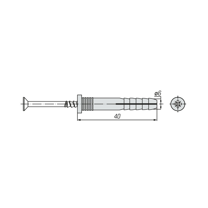 Дюбель-гвоздь SWFS 6L40 (3000 шт)