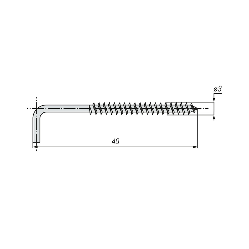 Крючок прямоугольный Г-образный SWFS 3х40 (14500 шт)