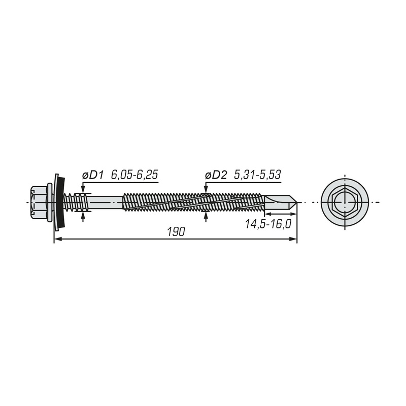 Саморез для сэндвич-панелей SWFS 6,3/5,5х190 (500 шт)