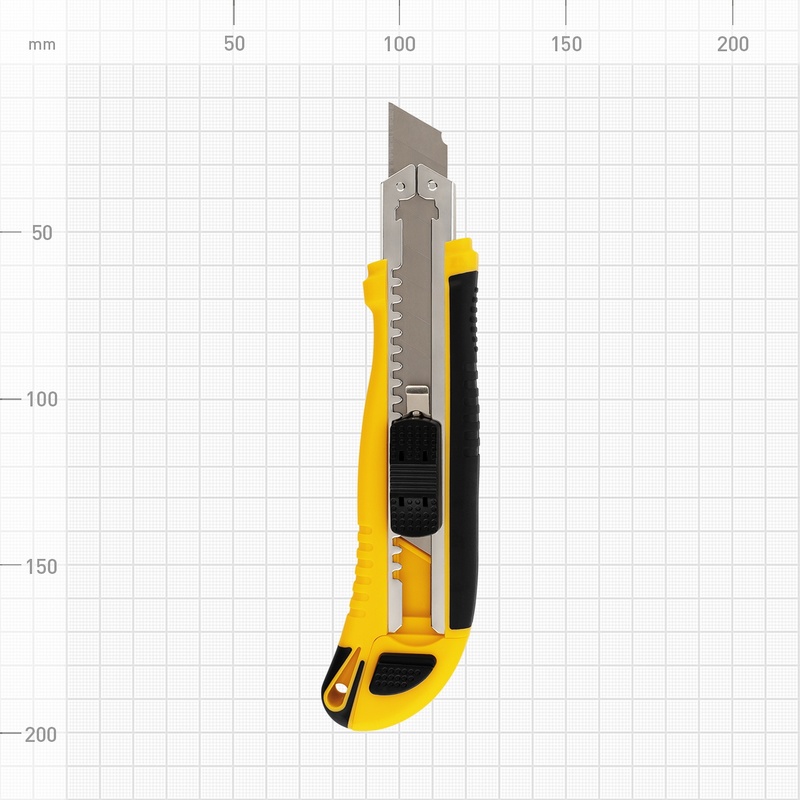 Нож строительный Biber 50119 усилен. с доп. кр. фикс.+ 3 з/лезв. 18 мм