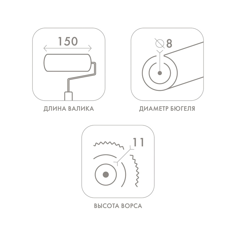 Валик Biber 32511, полиакрил, с бюгелем, ворс 11 мм, 150 мм