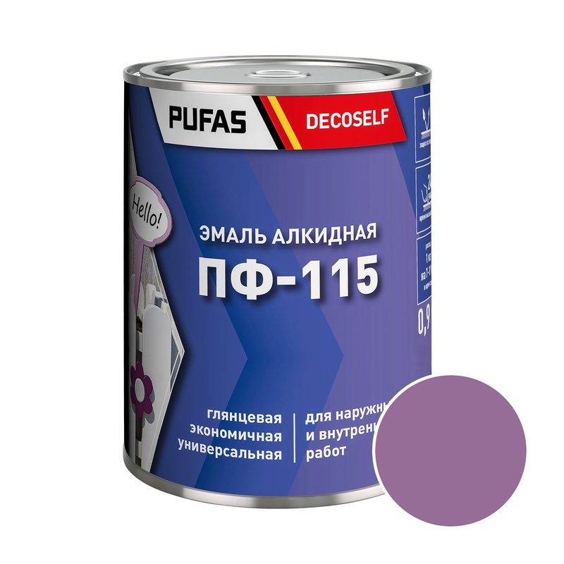 Эмаль Pufas Decoself ПФ-115 сиреневая (0,9 кг)