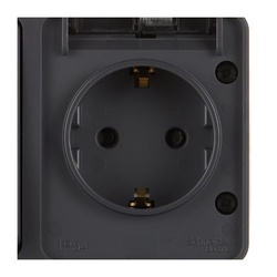 Блок БКВР с/у Atlasdesign Profi ATN544070, 1 клавиша + 1 гнездо с/з, з/ш и крышкой, IP54, антрацит