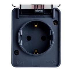 Розетка о/у Atlasdesign Profi ATN544045, 1 гнездо, с/з, з/ш и крышкой, IP54, антрацит