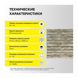 Шумоизоляция Vetonit 1000х610х50 мм, 10 шт