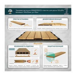Заглушка торцевая Grinderdeco, 150 мм, бурый (10 шт)