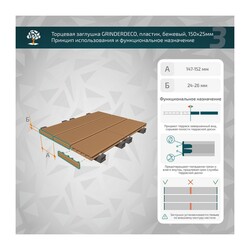 Заглушка торцевая Grinderdeco, 150 мм, бурый (10 шт)