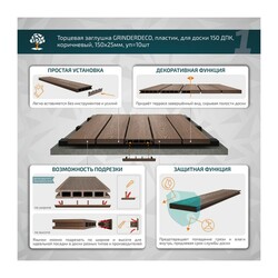 Заглушка торцевая Grinderdeco, 150 мм, коричневый (10 шт)