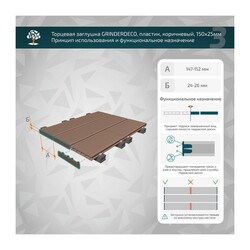 Заглушка торцевая Grinderdeco, 150 мм, коричневый (10 шт)