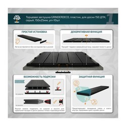 Заглушка торцевая Grinderdeco, 150 мм, серый (10 шт)