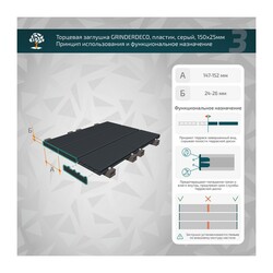Заглушка торцевая Grinderdeco, 150 мм, серый (10 шт)