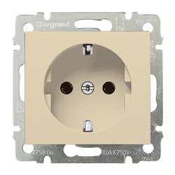 Розетка с/у Valena 695612, 1 гнездо, с/з, бежевая
