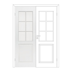 Полотно дверное Olovi Каспиан, стекло L6 М7х21, отв.часть, белое левое