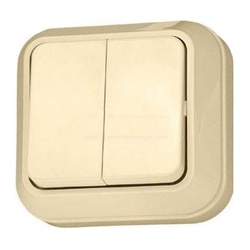 Выключатель о/у Makel 45203, 2 клавиши, б/инд, кремовый