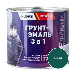 Грунт-эмаль Pufas Decoself 3 в 1 быстросохнущая матовая зеленая (1,9 кг)