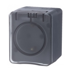 Розетка о/у Atlasdesign Profi ATN544045, 1 гнездо, с/з, з/ш и крышкой, IP54, антрацит