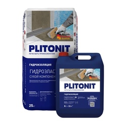 Гидроизоляция эластичная двухкомпонентная Plitonit ГидроЭласт, 25 кг + 8 л